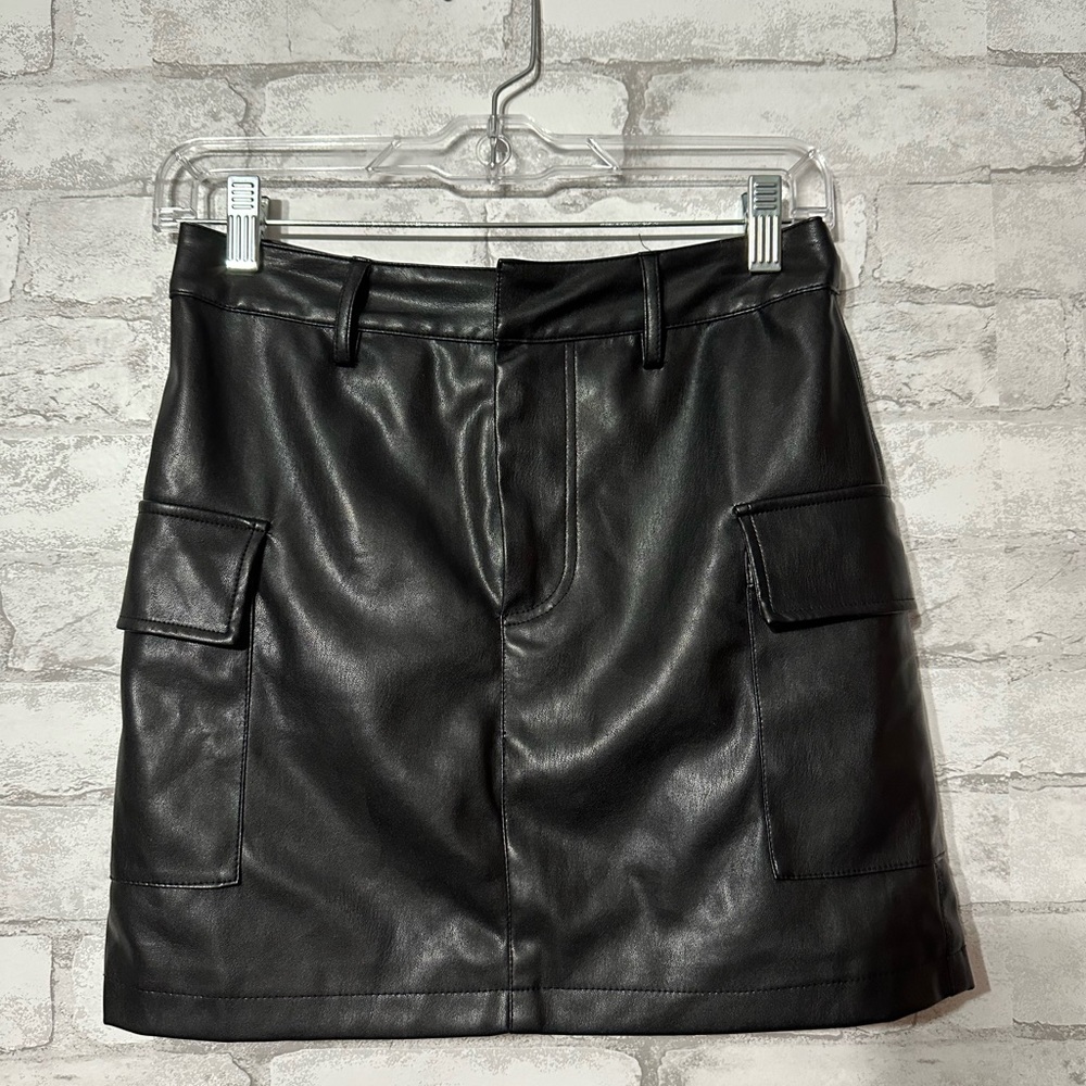 Leather Cargo Skirt